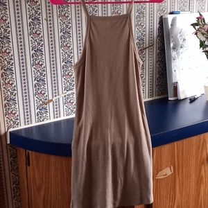 Tan ribbed bodycon dress